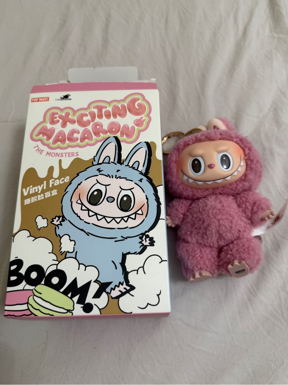 Exciting Macaron Pink Monster Plush Vinyl Keychain